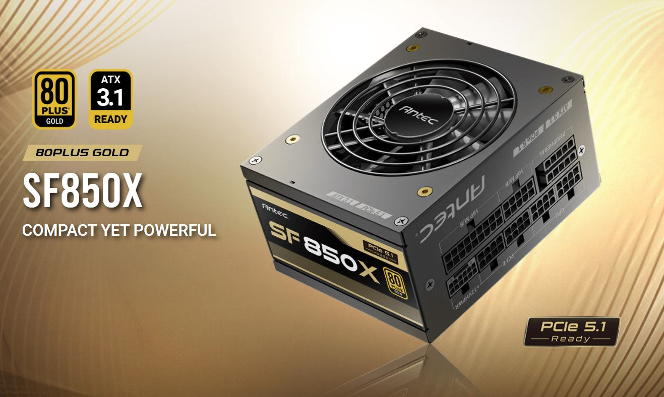 Antec SFX 850w 80+ Gold, Fully-Modular, ATX 3.1, PCI-E 5.1, 92mm Silent Fan, Japanese Caps, Zero RPM, Compact Power Supply, PSU,7 Years Warranty 2024 Antec SFX 850w 80+ Gold, Fully-Modular, ATX 3.1, PCI-E 5.1, 92mm Silent Fan, Japanese Caps, Zero RPM, Compact Power Supply, PSU,7 Years Warranty 2024